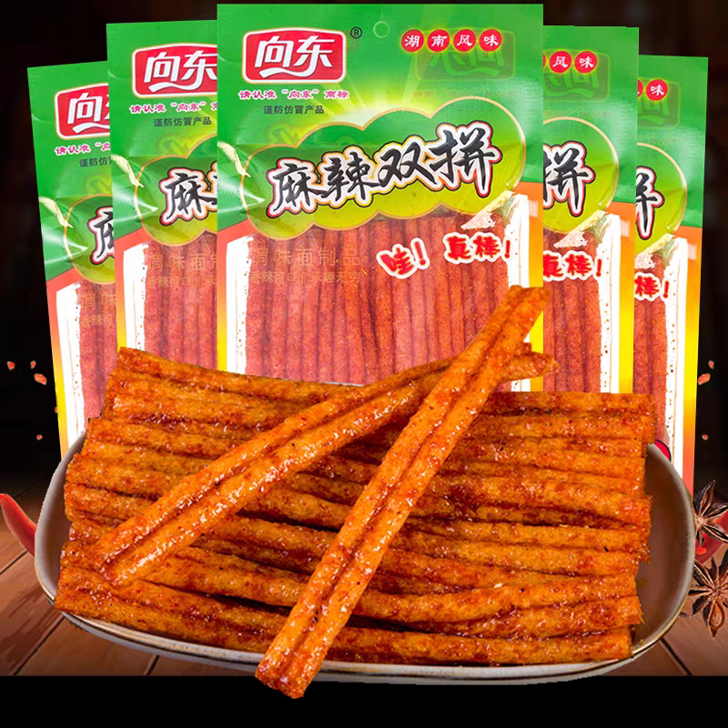 向东麻辣双拼辣条90怀旧回忆零食大包装胞麻辣儿时素肉休闲小食品