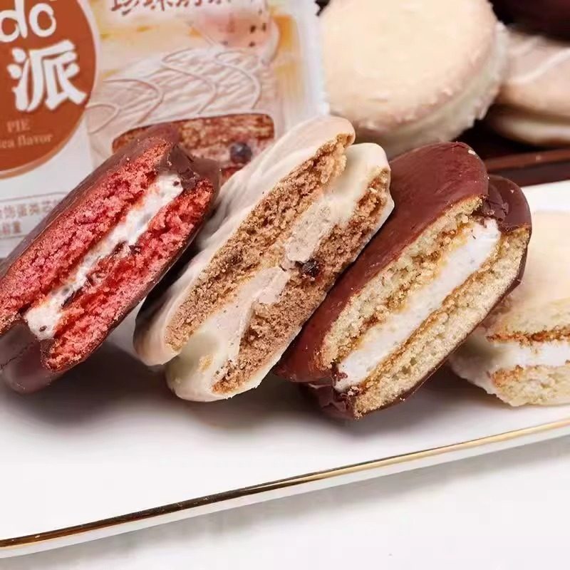 唇动巧克派葡萄派学生代餐小零食