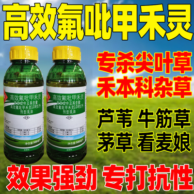 108克/升高效氟呲吡甲禾灵专打尖叶杂草芦苇大豆苗后专用药除草剂