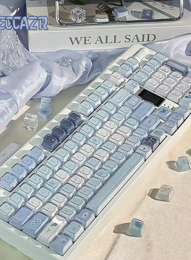 雷咖泽R102玫瑰蝶影客制化机械键盘三模双层键帽ins风女生用键盘