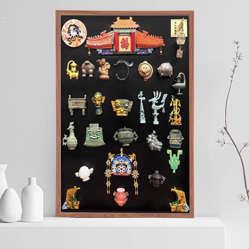 简约现代冰箱贴收纳架磁吸挂式小黑板桌面展示板旅游纪念品收纳架