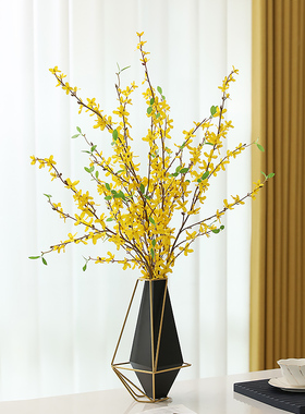 黄色迎春花仿真花高品质假花客厅餐桌摆设新中式玄关装饰花摆件