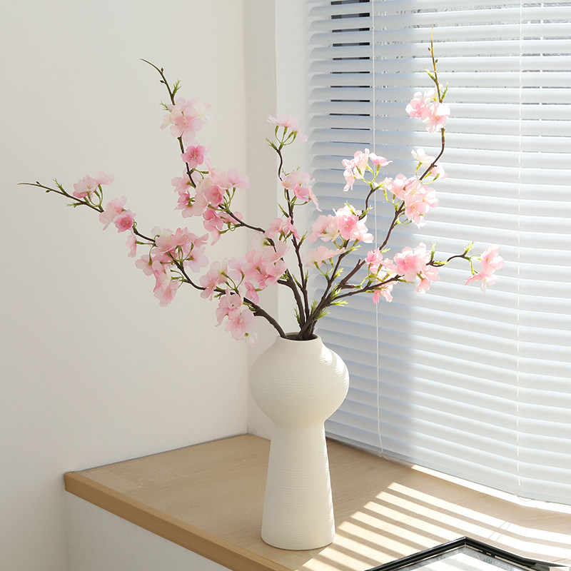 仿真花桃花枝高档假花摆件客厅家居餐桌花装饰新中式花艺插花摆设