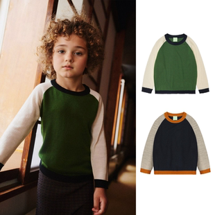 儿童毛衣2025新款 休闲卫衣秋冬百搭圆领儿童上衣 秋冬男童撞色长袖