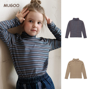 儿童打底衫2026新款春秋女童时尚百搭高领碎花长袖T恤上衣童装