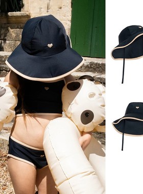 儿童遮阳帽2024丹麦夏季新款女童防晒帽子沙滩帽海边女孩渔夫帽