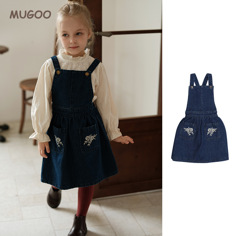 女童牛仔裙秋冬款2025新款