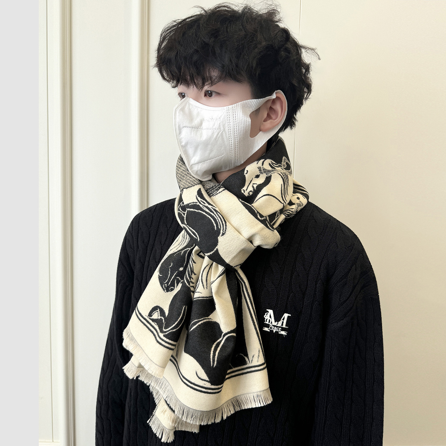 2025围巾男士冬季保暖男款仿羊绒披肩围脖青年送男友生日礼物情侣