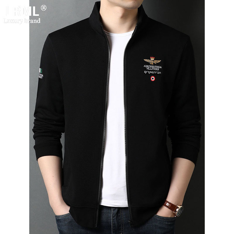 夹克男2025新款春秋季时尚百搭纯棉立领外套高端舒适休闲运动上衣