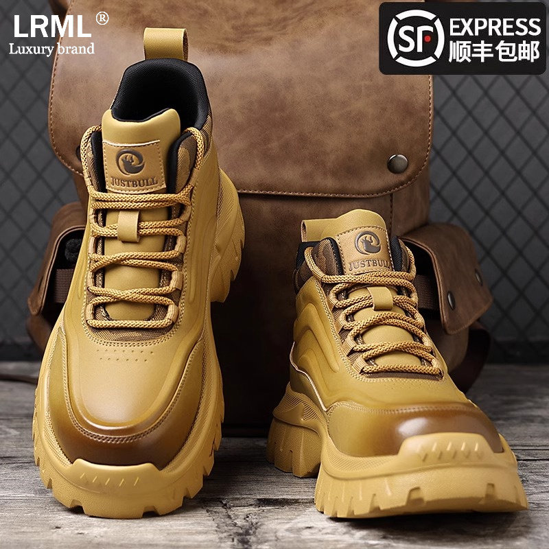 马丁靴男士2025年春秋季高档覆古英伦风爸爸美式工装厚底增高皮靴