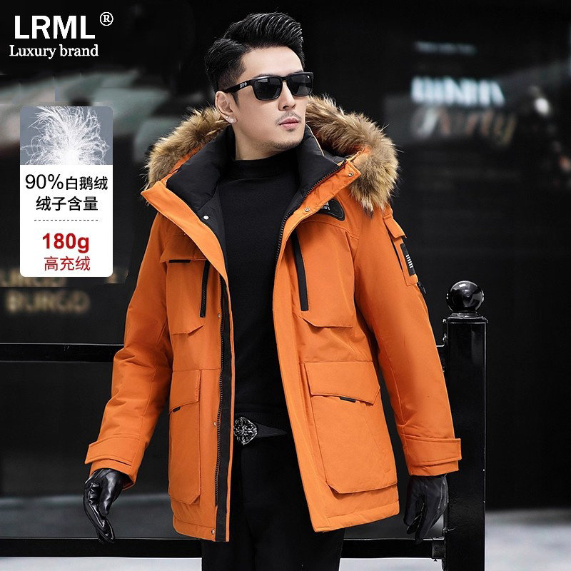 高端羽绒服男2025年冬季新款毛领中长款休闲外套加厚保暖宽松上衣