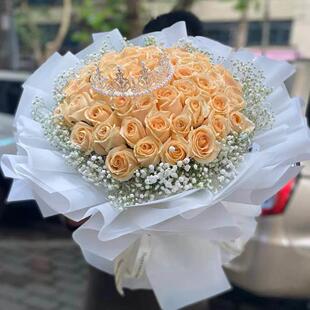 香槟玫瑰鲜花向日葵生日花束礼物同城速递送女友送男生同城花店送