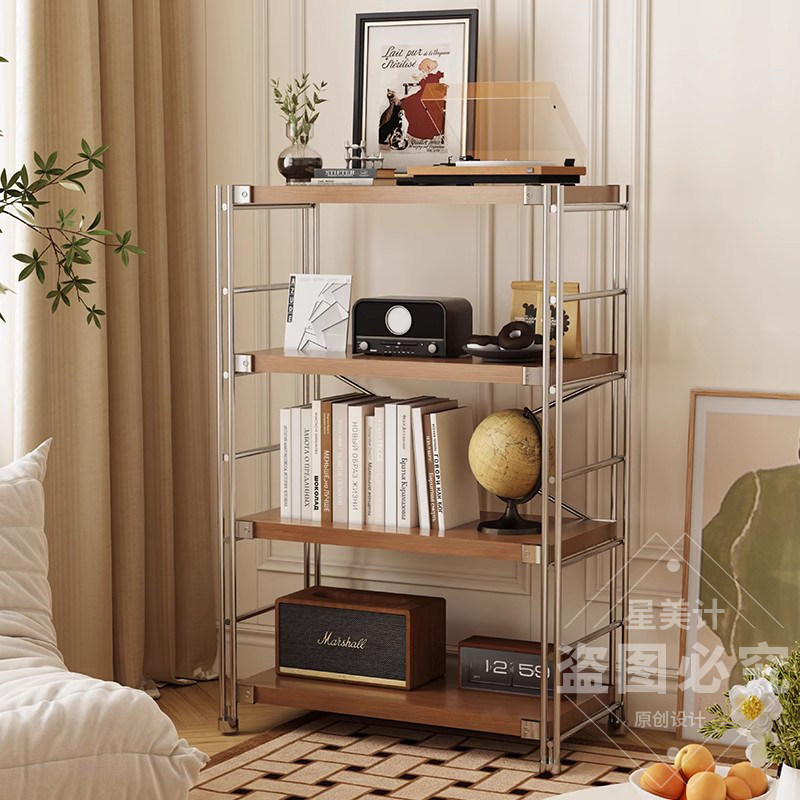 日式钢木置物架落地客厅阳台中古置物架书架家用厨房微波炉收纳层,商业/办公家具,置物架/陈列架/储物架/展示架,淘宝优惠券,粉丝福利购,淘宝优惠卷
