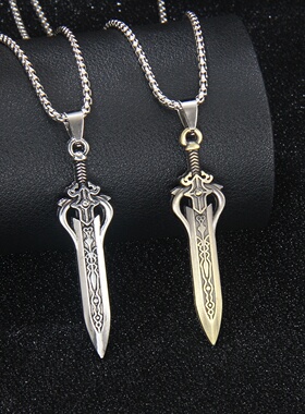 2024新款男士不锈钢项链模型道家青铜宝剑配饰小众霸气毛衣链