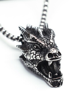 2025亚马逊饰品 热卖龙头霸气不锈钢饰品男士项链复古时尚