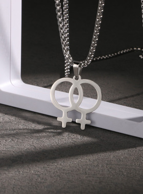 欧美热销饰品钛钢项链饰品潮女性男性标志情侣简约嘻哈蹦迪潮配饰