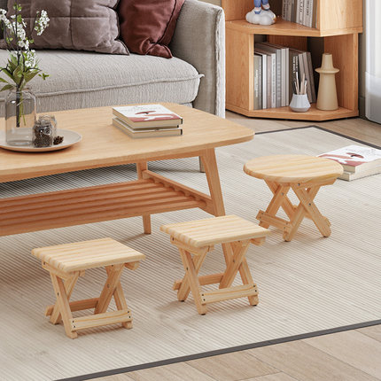 矮凳创意小凳子实木折叠板凳客厅简约茶几凳结实方凳加厚创意圆凳