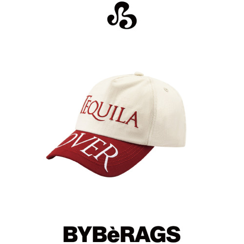BYBèRAGS*TEQUILA LOVER CAP红白拼色质感刺绣英文棒球帽