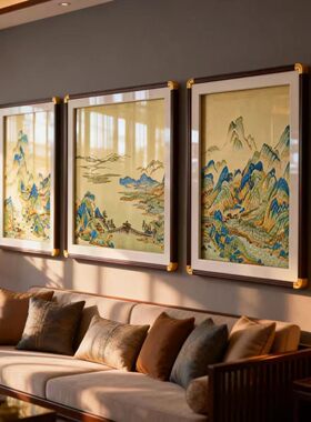 刺绣装饰画新中式千里江山图挂画
