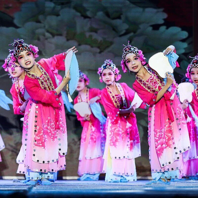 俏花旦演出服女童百蝶香扇w京剧小花旦梨园戏曲民族舞蹈表演服