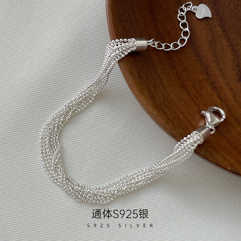 日系topwhits925银不规则缠绕重工圆珠手链女轻奢高级感波光粼粼