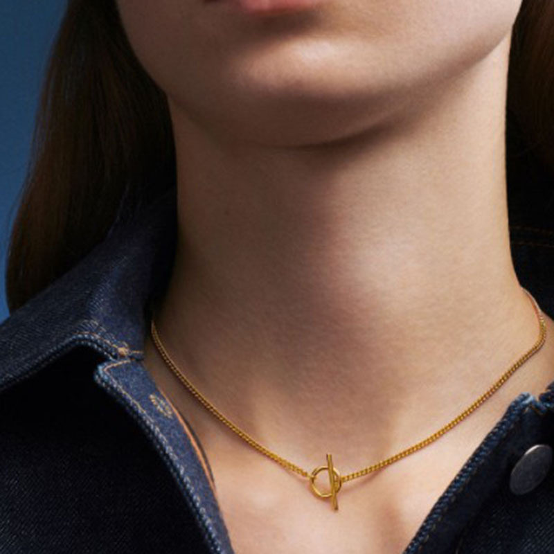 日系topwhitnecklace配饰牛仔链钛钢项链女ins欧美锁骨链jewelry