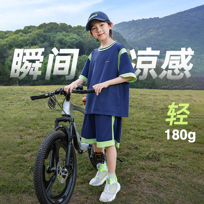 大童男装一米二三四五六年级七八九十岁小孩夏天衣服速干运动套装