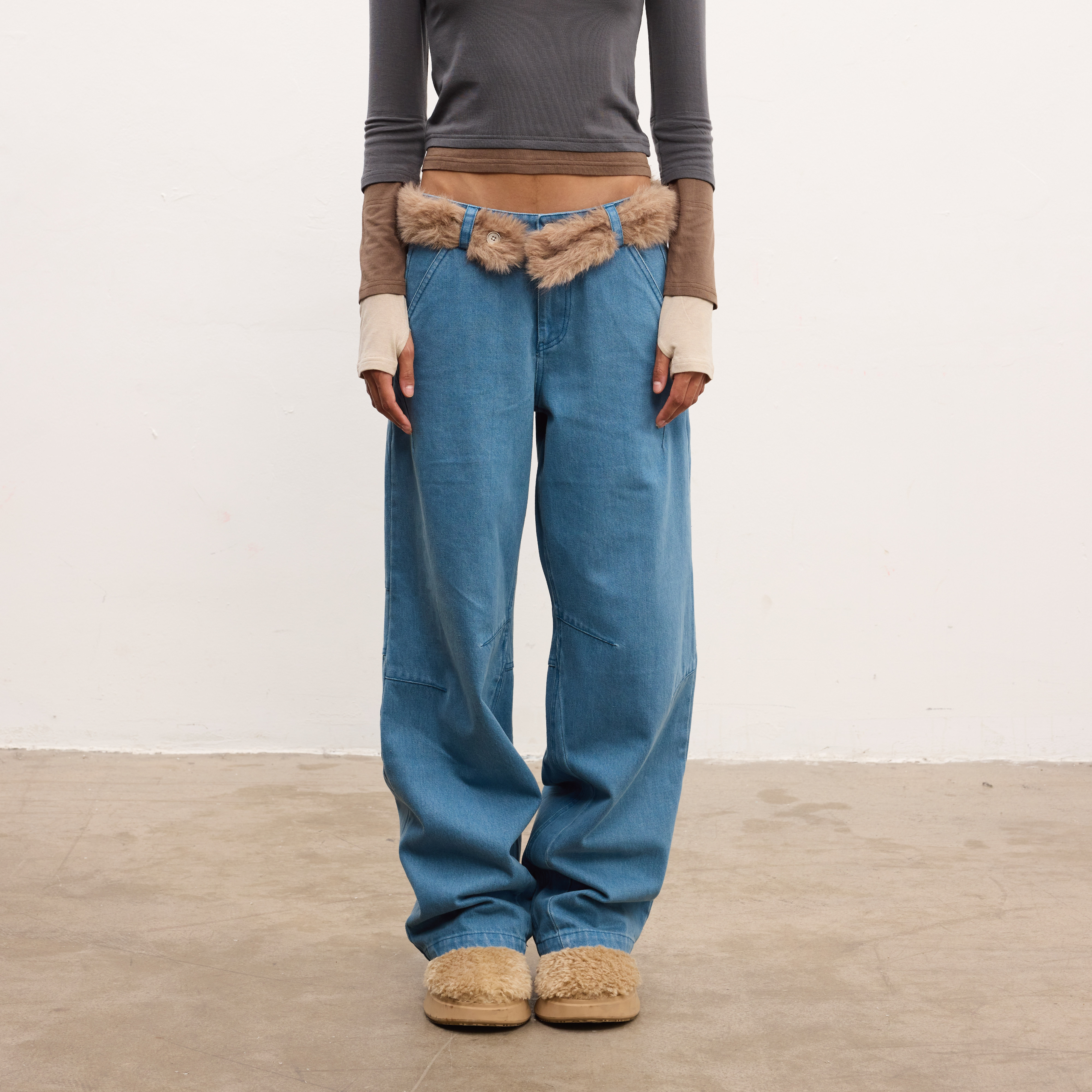 WILDERSHORE可拆卸毛毛牛仔裤