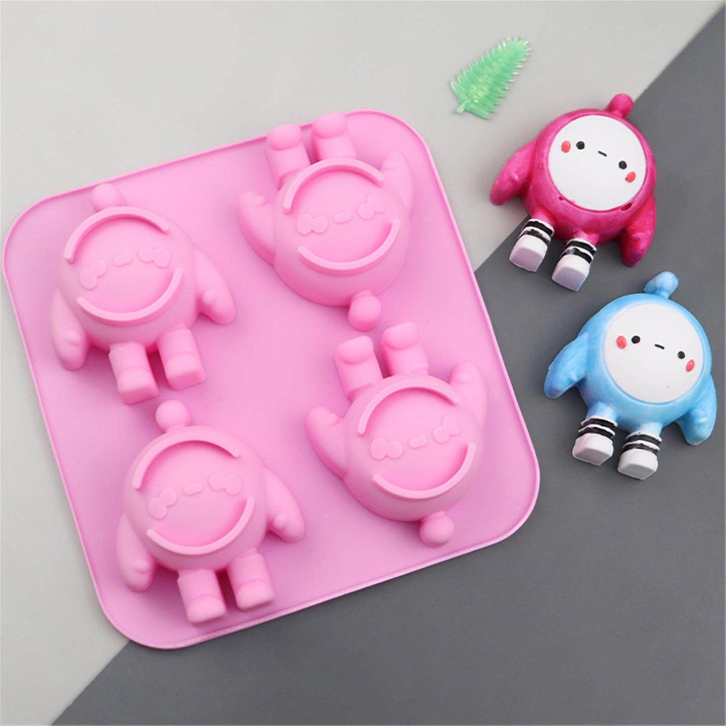4连卡通蛋蛋仔造型硅胶蒸米糕钵仔糕烘焙蛋糕模具DIY手工皂模滴胶