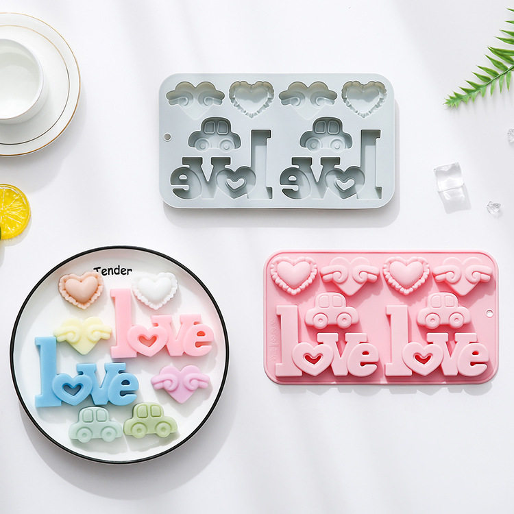 新品8连LOVE爱心主题硅胶烘焙工具蛋糕模DIY巧克力糖果模具食品级