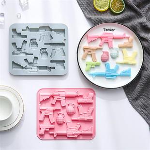 8连枪械手榴弹武器造型食品级硅胶diy巧克力模糖果烘焙模具耐高温