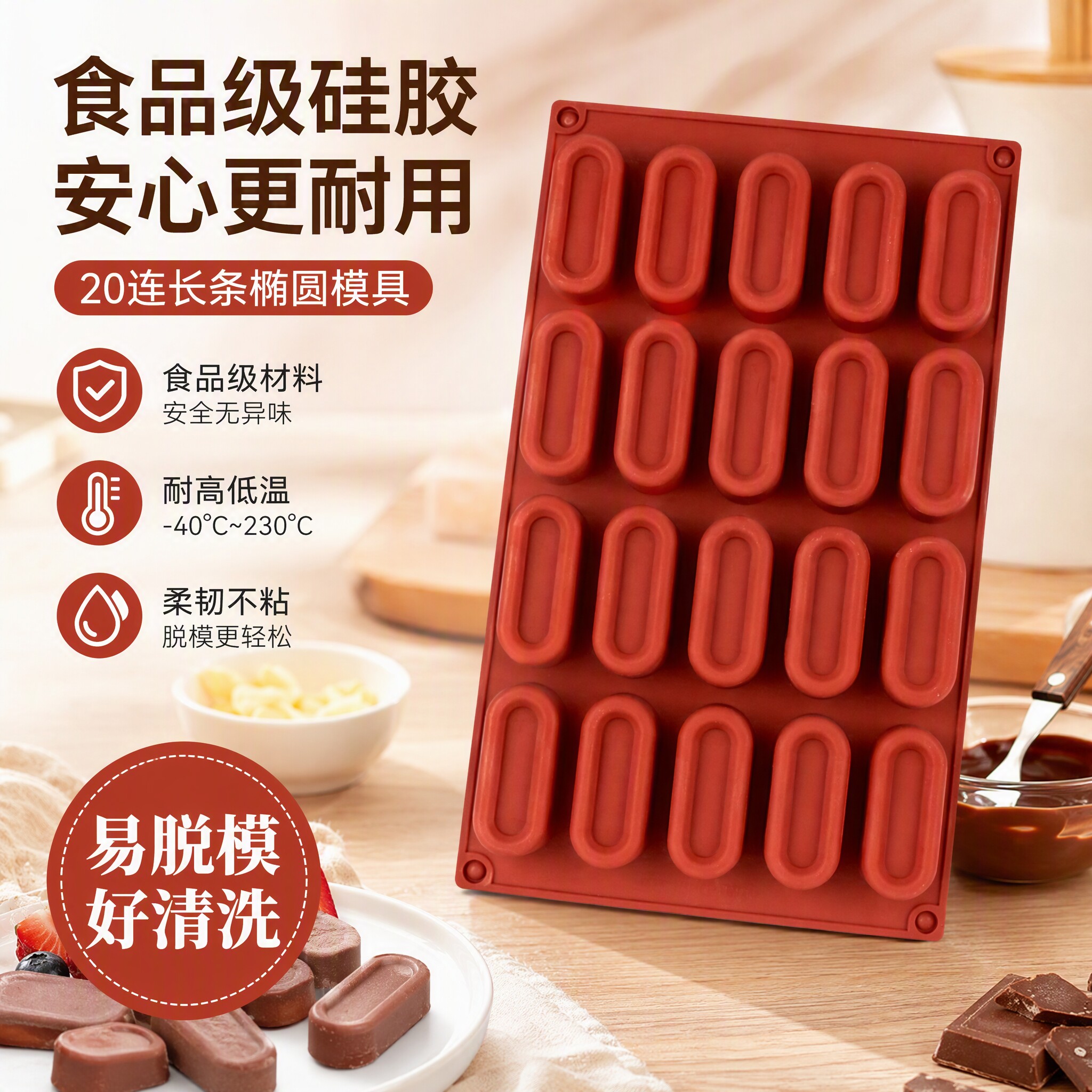 食品级硅胶长条夹心饼干模耐高温图片