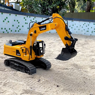 大号遥控挖掘机冒烟充电工程车玩具儿童合金破拆机抓木机男孩礼物