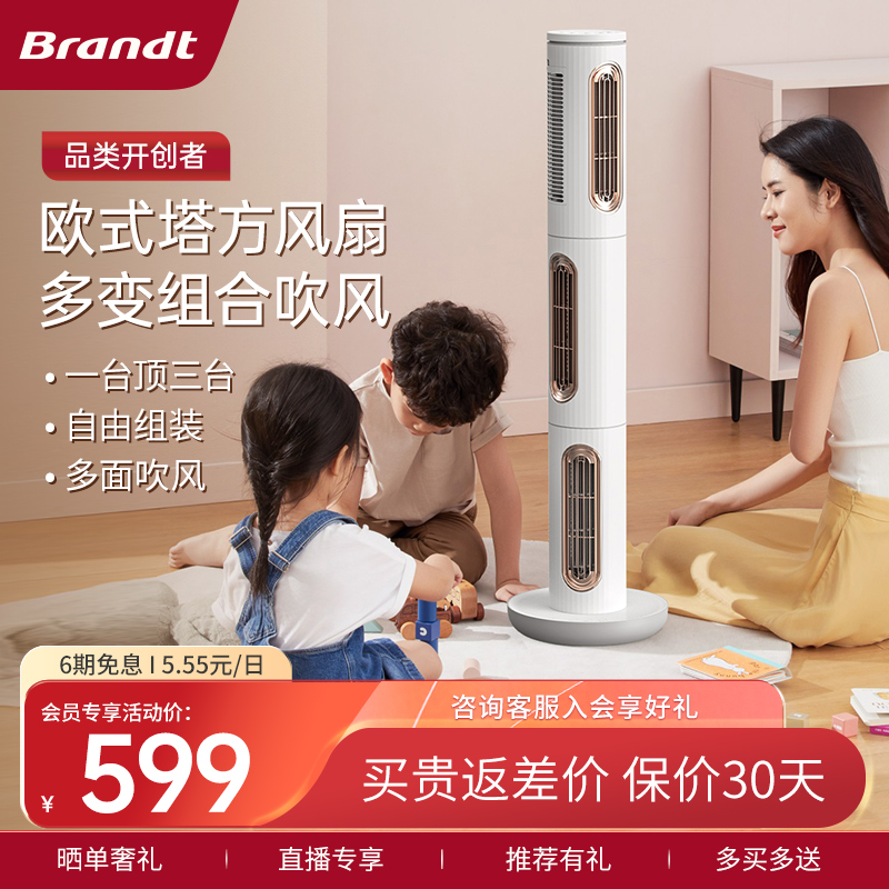 Brandt白朗塔扇无叶风扇家用静音循环扇立式轻音落地台式电风扇