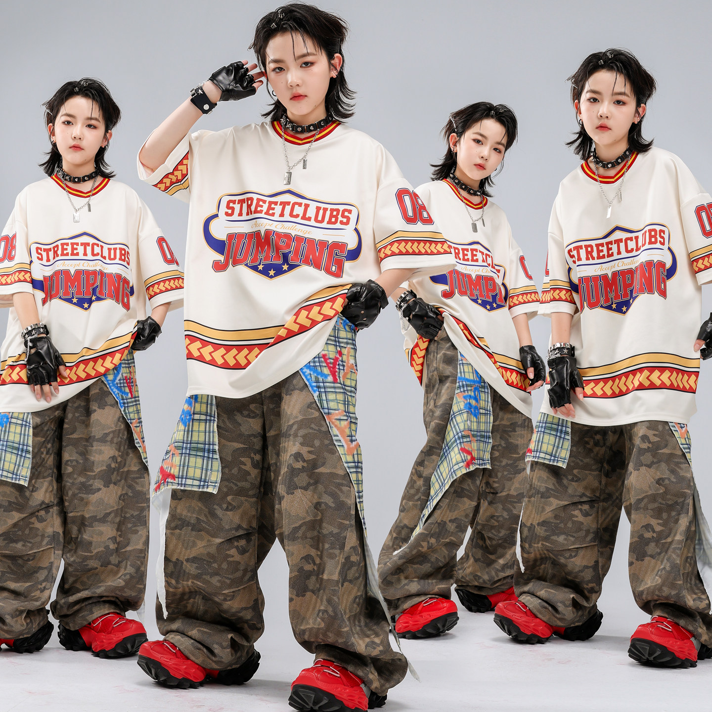 幼儿街舞服装嘻哈儿童潮服酷帅男童迷彩裤舞蹈服套装hiphop演出服