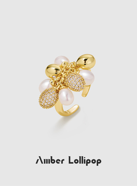 安铂洛利淡水珍珠开口戒