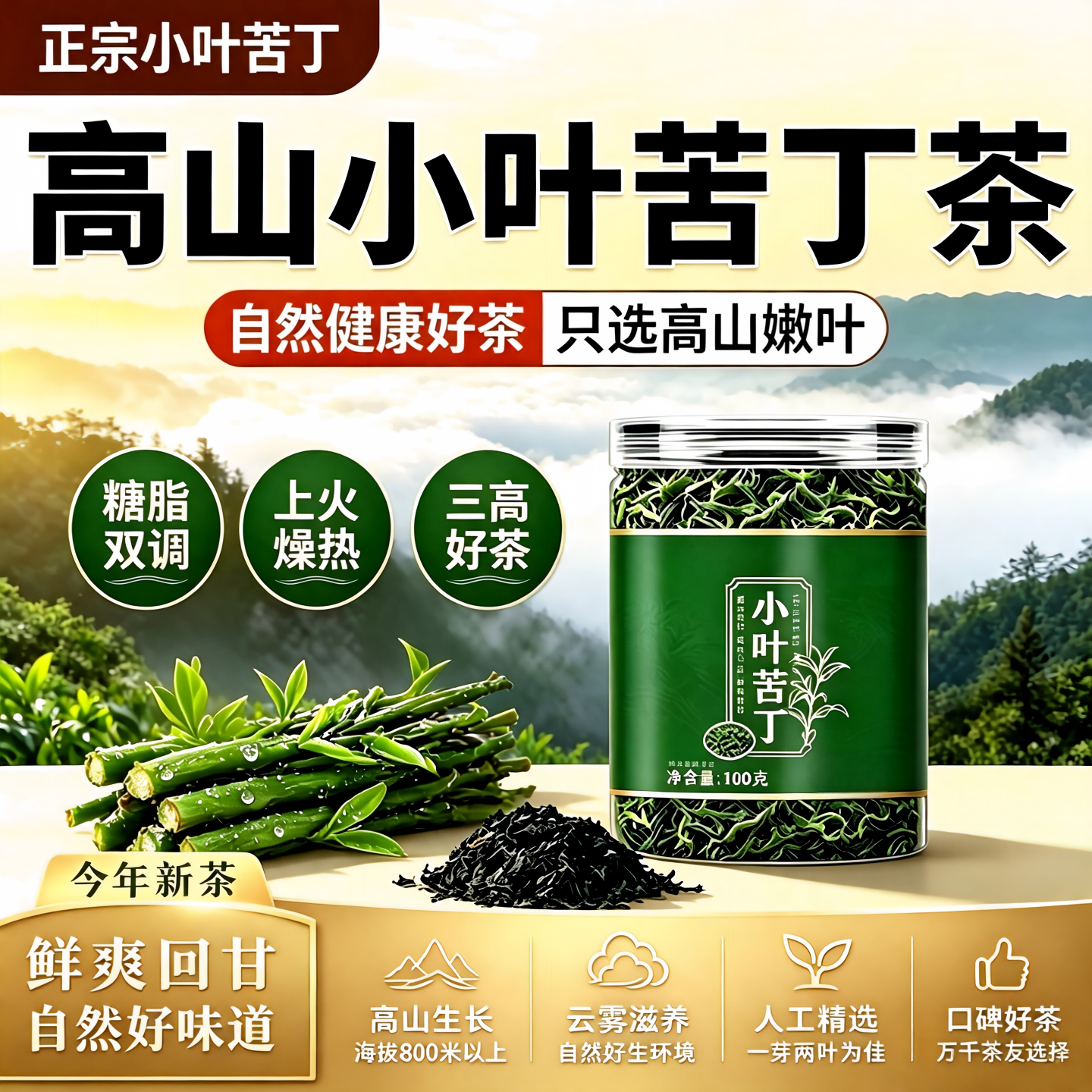 高山嫩芽小叶苦丁茶青山绿水新茶