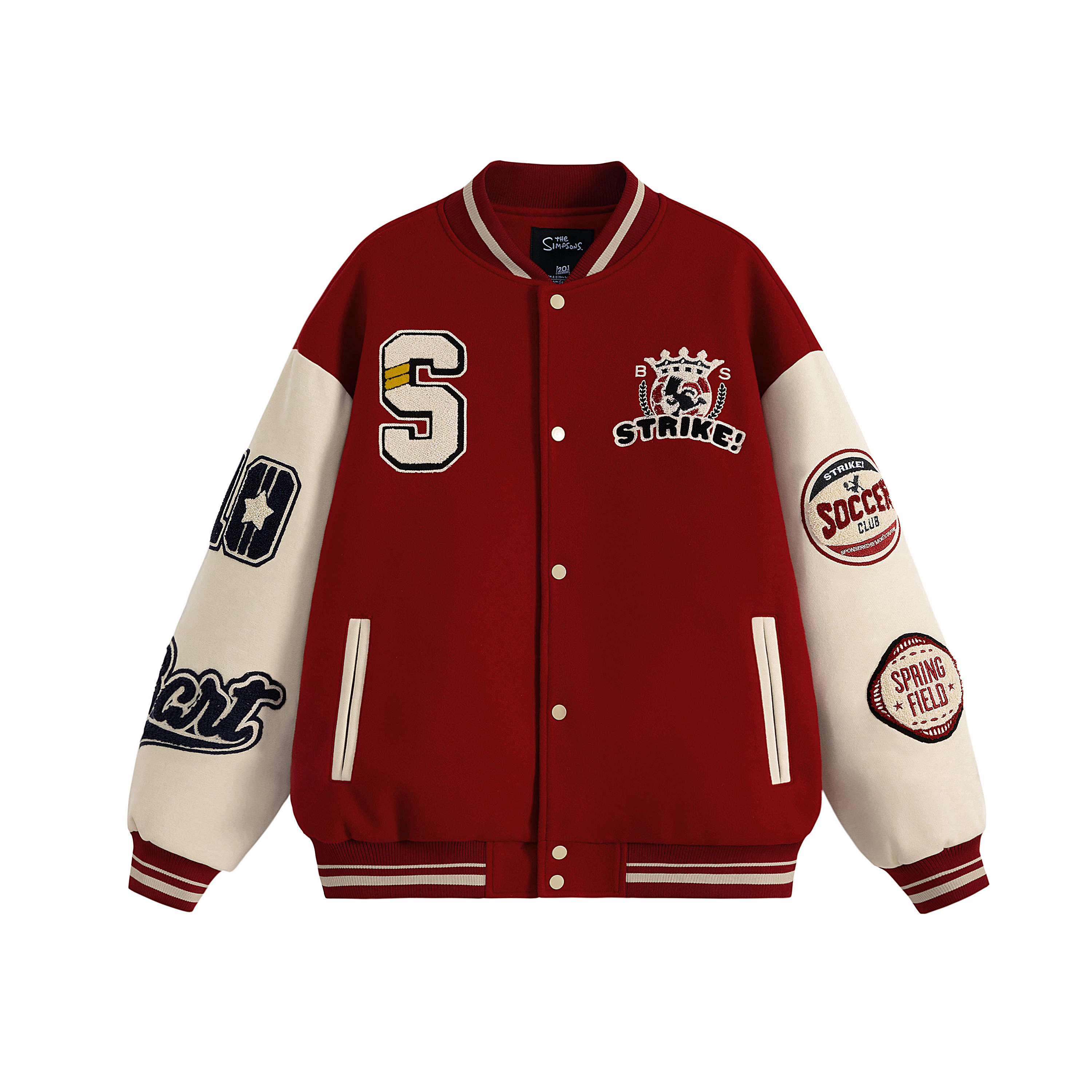 【茜茜同款】辛普森一家毛巾绣美式字母棒球服夹棉夹克加厚男女款