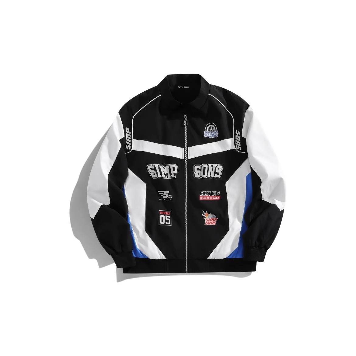 【郭俊辰/陈奕恒同款】辛普森一家美式机车风立领赛车服夹克外套