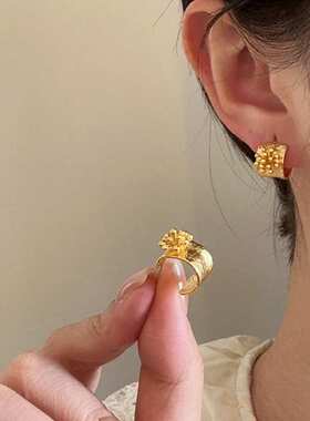 官方正品欧美夸张花朵C形耳钉复古简约时尚耳环轻奢高级感小众设