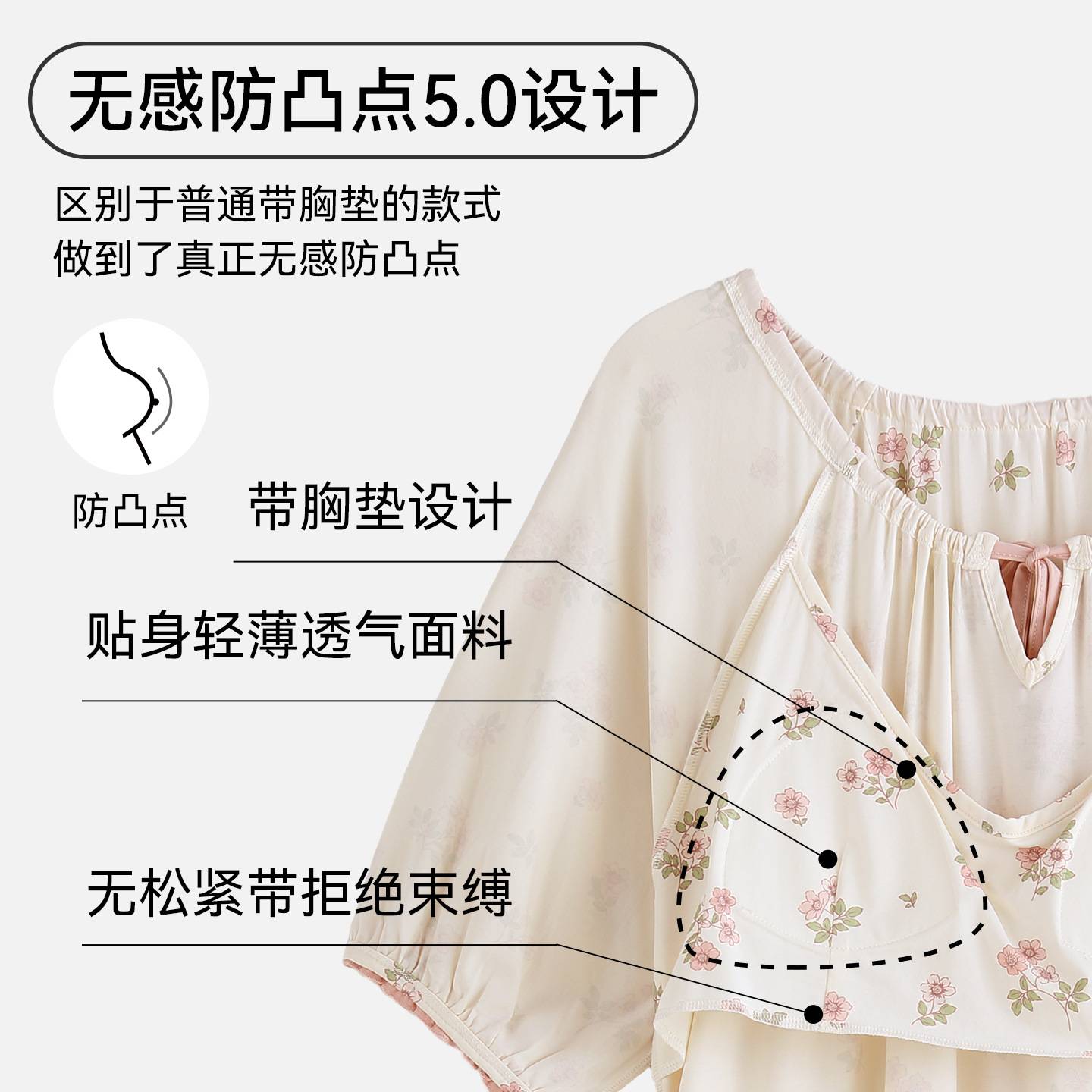 官方正品莫代尔睡裙女夏季薄款短袖连衣裙碎花睡衣裙新款宽松带胸