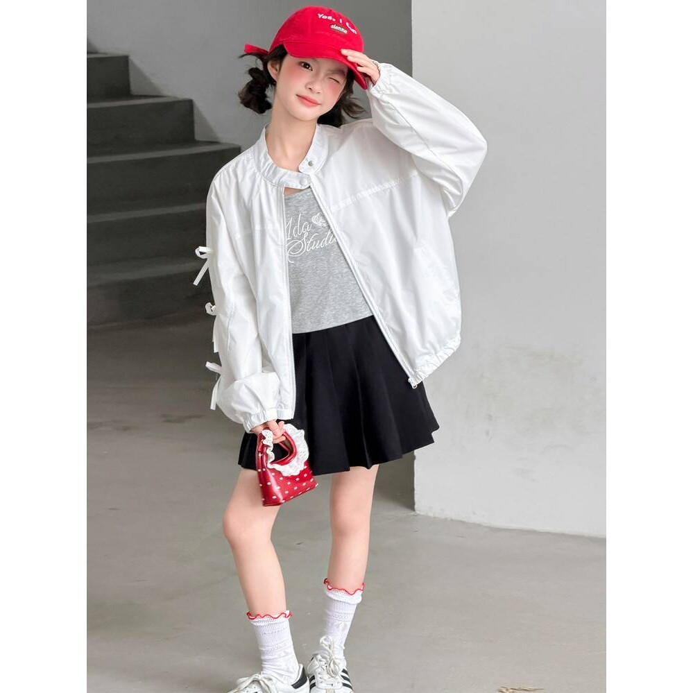 官方正品女童防晒服夏款2026新款儿童休闲蝴蝶结防晒衣中大童夏季