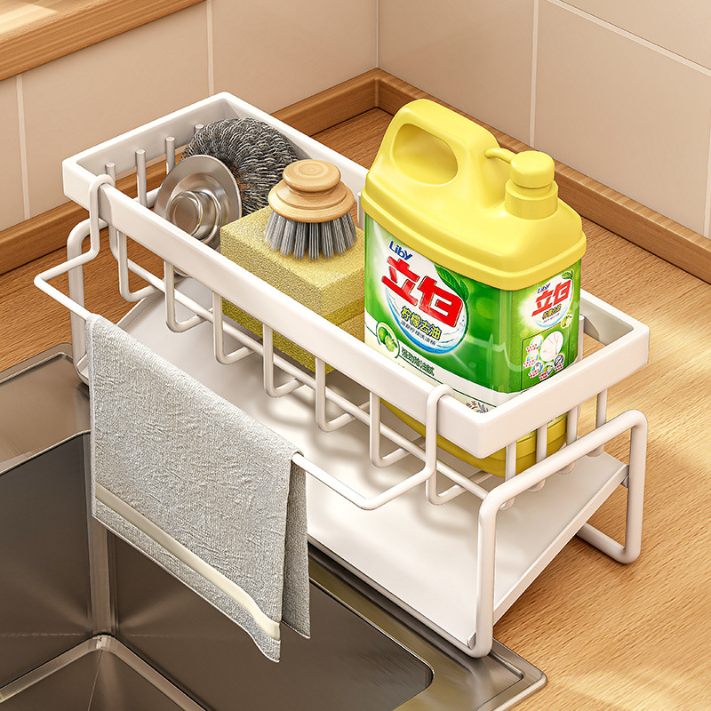 厨房沥水架水槽置物架水龙头水槽海绵抹布篮洗洁精洗碗台面收纳架