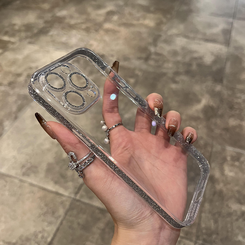 玻璃镜头闪粉边适用于苹果手机壳
