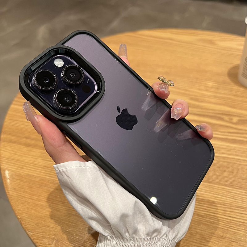 轩晴 高品质/透明不发黄适用iphone15pro手机壳苹果14proMax简约高级13新款黑边12大孔镜头11防摔保护套男女