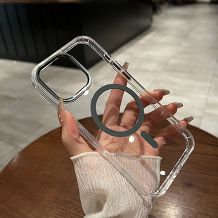 轩晴适用于iphone16proMax手机壳进口高品质17air透明高级金属镜头苹果15pro磁吸14plus全包防摔保护套13新款