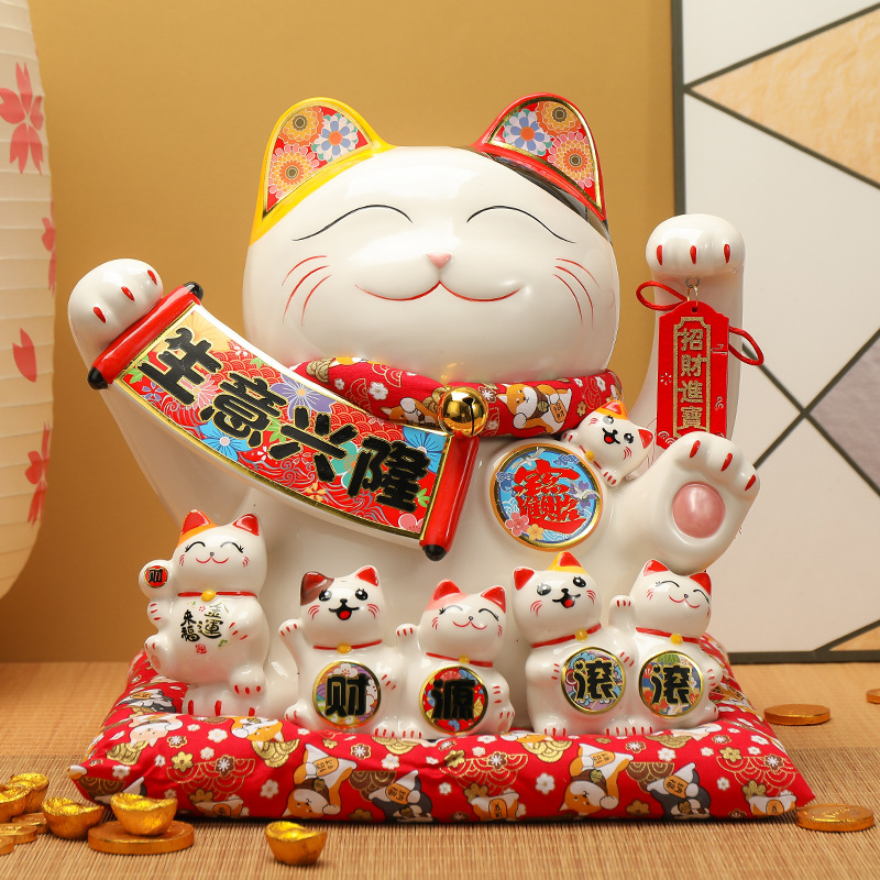特大号招财猫摆件开业新品存钱储蓄罐店铺家居超大发财猫13寸14
