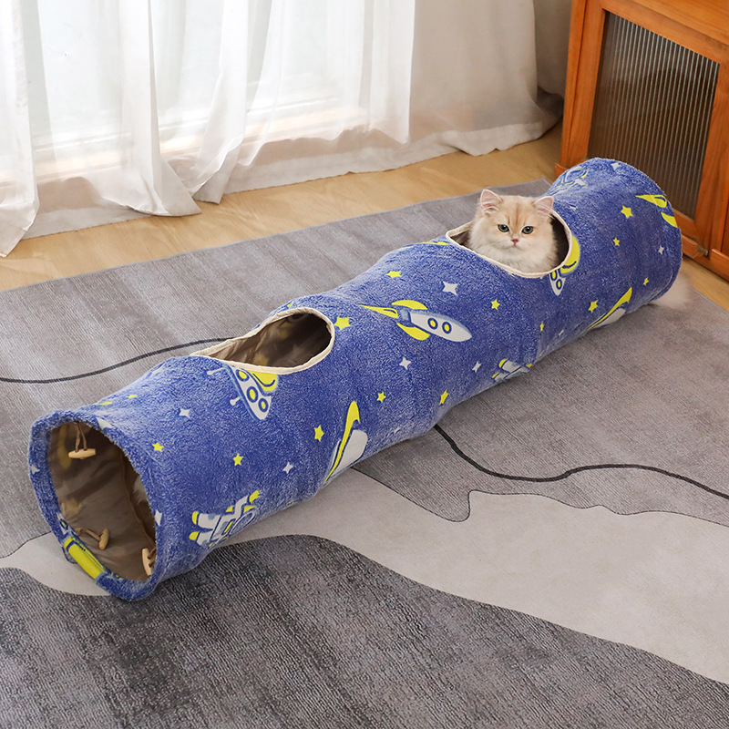 猫隧道直通毛绒猫咪咱嗨通道猫窝可折叠猫隧道宠物笼子