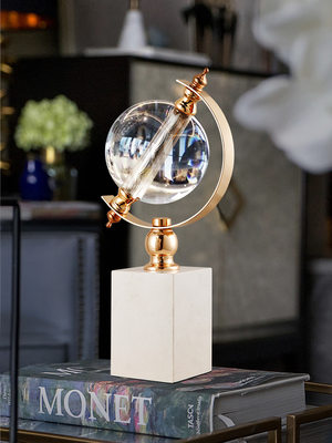 现代简约轻奢大理石水晶球摆件创意家居客厅酒柜书房办公室装饰品