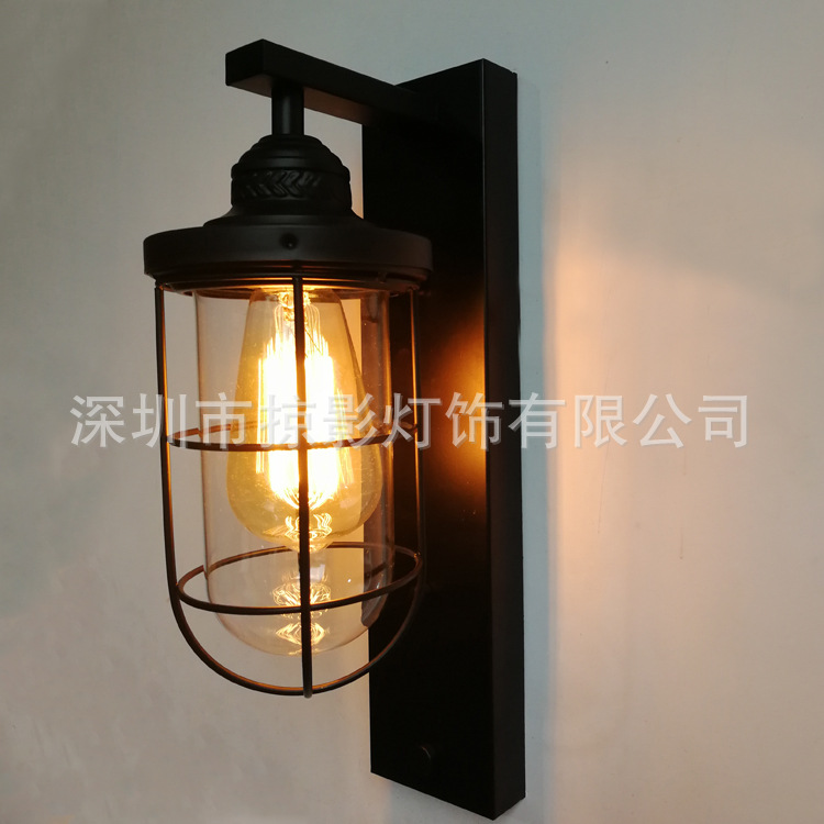 美式乡村复古壁灯咖啡厅餐厅酒吧走廊过道床头创意工业风铁艺壁灯